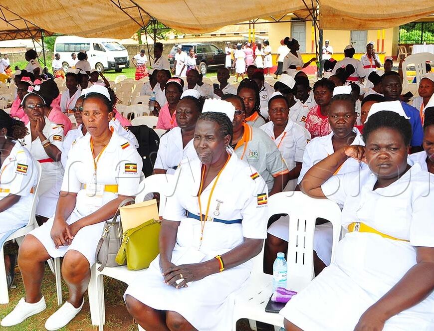 Midwives listen attentively during the commemoration of International day of the midwife held at senior quarters, West Division, Soroti City on Friday May, 05 2023. Photo by Shamim Saad